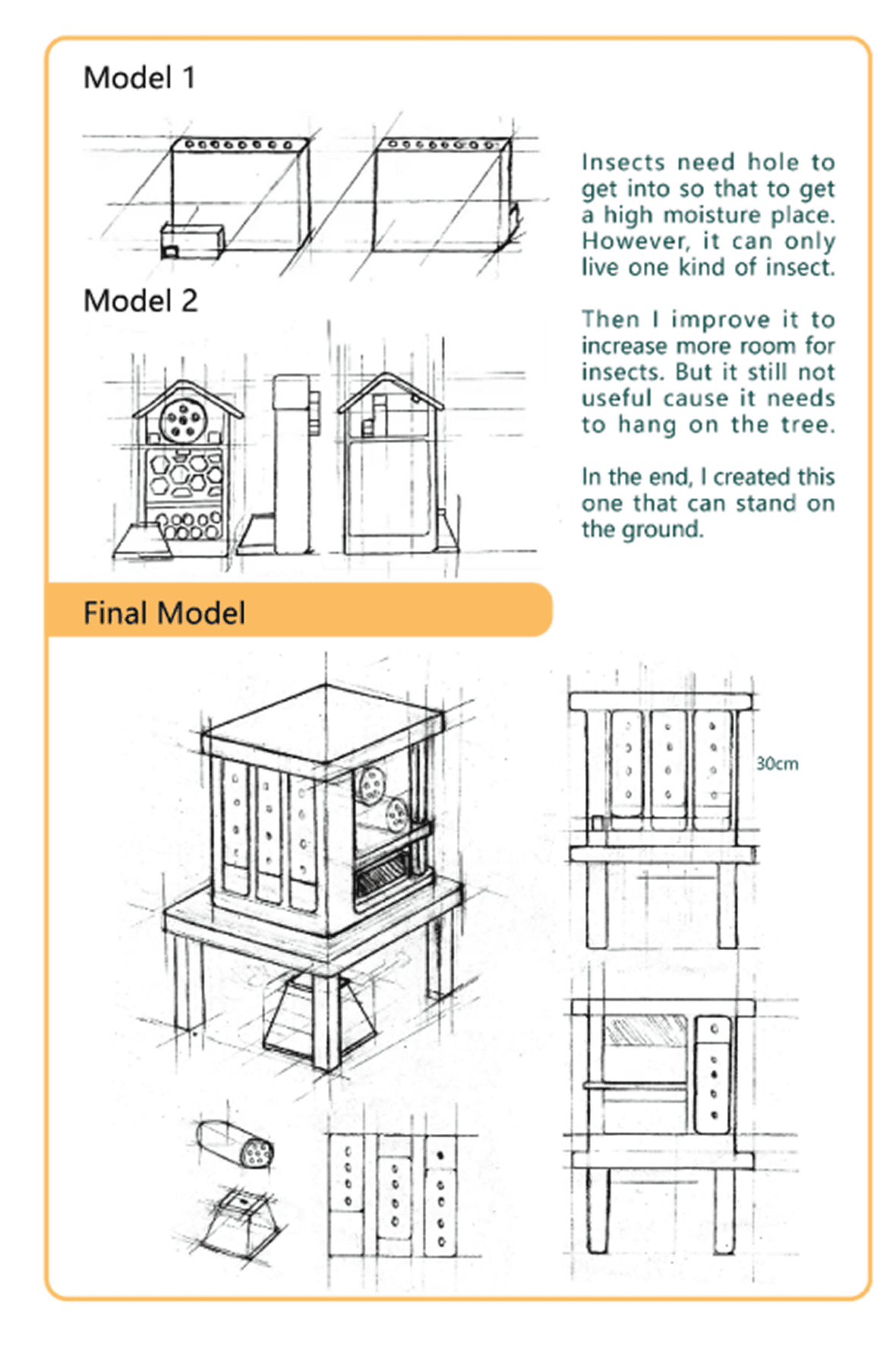 Product sketches for the Insects Hotel